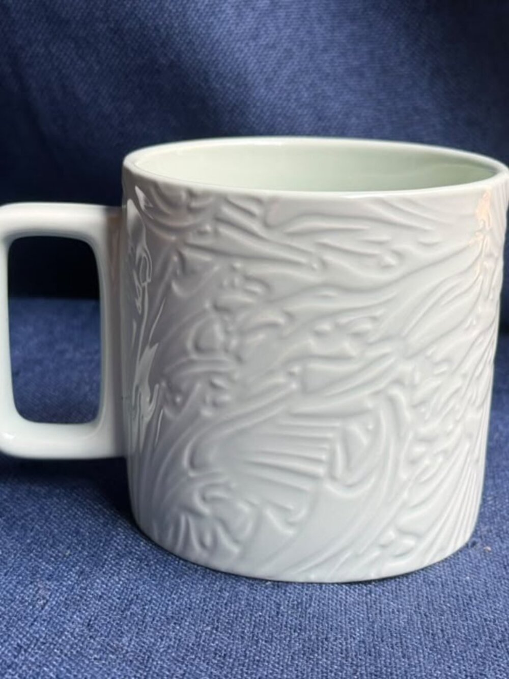 2022 Starbucks White Ocean Waves Structure Ceramic Coffee Tea Cup Mug 14oz 414ml